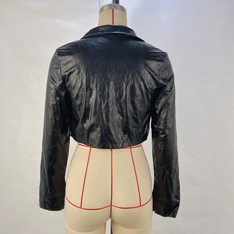 Women PU Leather Jackets Single Breasted Hot Girl Street Motorcycle Short Coats