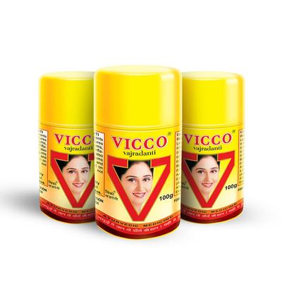 Praf de dinți Vicco Vajradanti Protecție Gingivală 100g Pachet de 3 – Îngrijire Orală Herbală Ayurvedică pentru Dinți și Gingiile Puternice