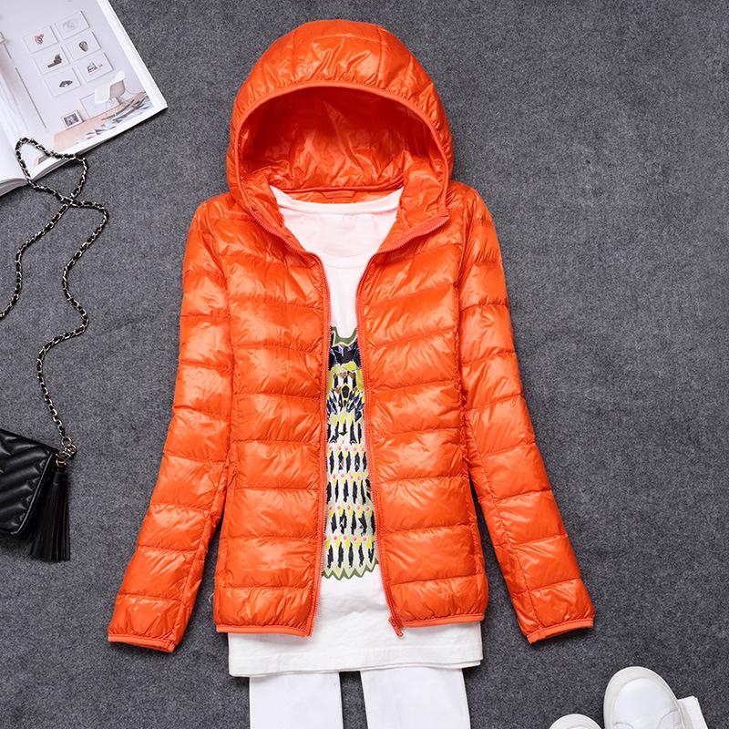 Light down jacket women's short new thin hooded portable large size jacket winter fashion