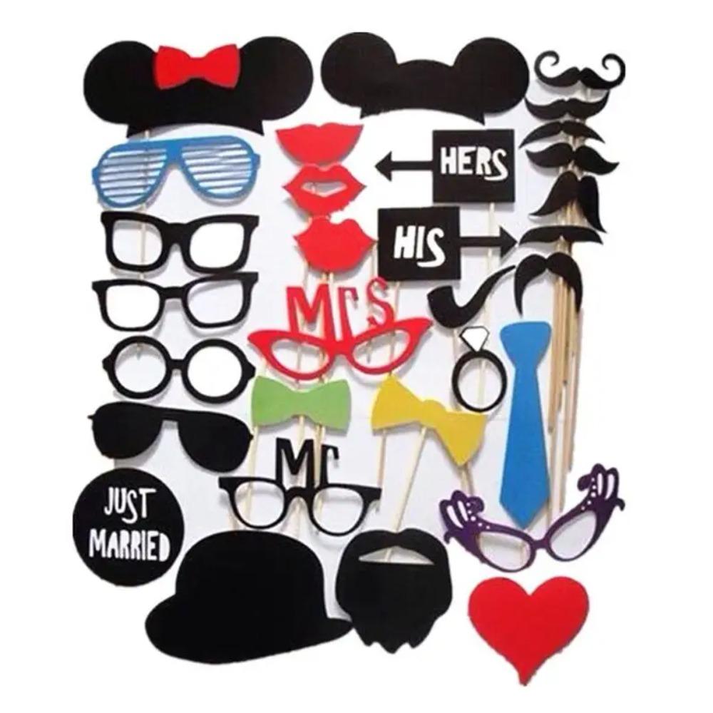 10-58pcs Fun Wedding Decoration Photo Booth Props DIY Mustache Lips Glasses Mask Photobooth Accessories Wedding Party Supplies