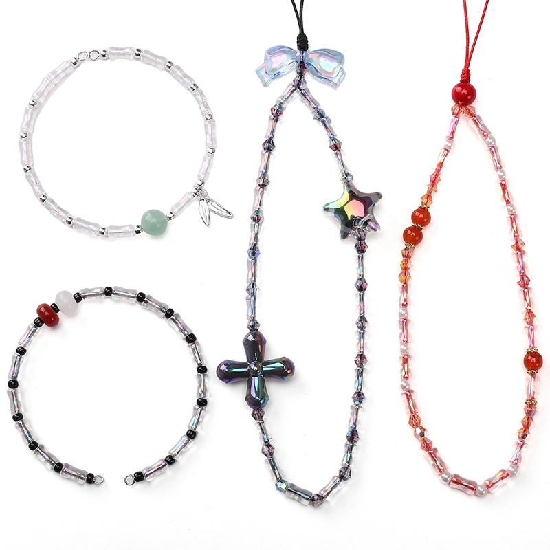 4x8mm Shiny Transparent Bamboo Beads Glass Cylindrical Beads Can Be Used For DIY Jewelry Making Necklace Bracelet
