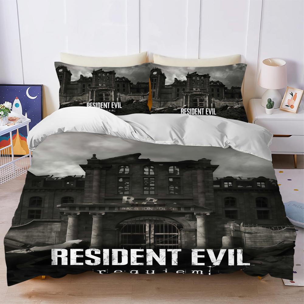 

Game R-Resident Evil R-Requiem Duvet Cover Set Soft Wash Bed 3 Piece Summer Comfortable Student Dormitory Home Baby Bedding Best (135x200cm)