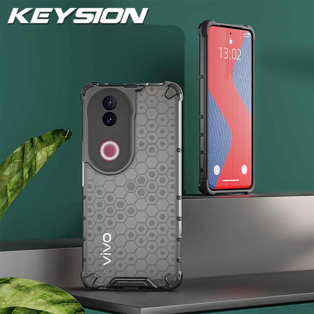 KEYSION Wstrząsoodporne etui Armor dla VIVO V50 5G Miękki silikon+PC Przezroczysty plaster miodu Tylna obudowa telefonu dla VIVO V50 5G