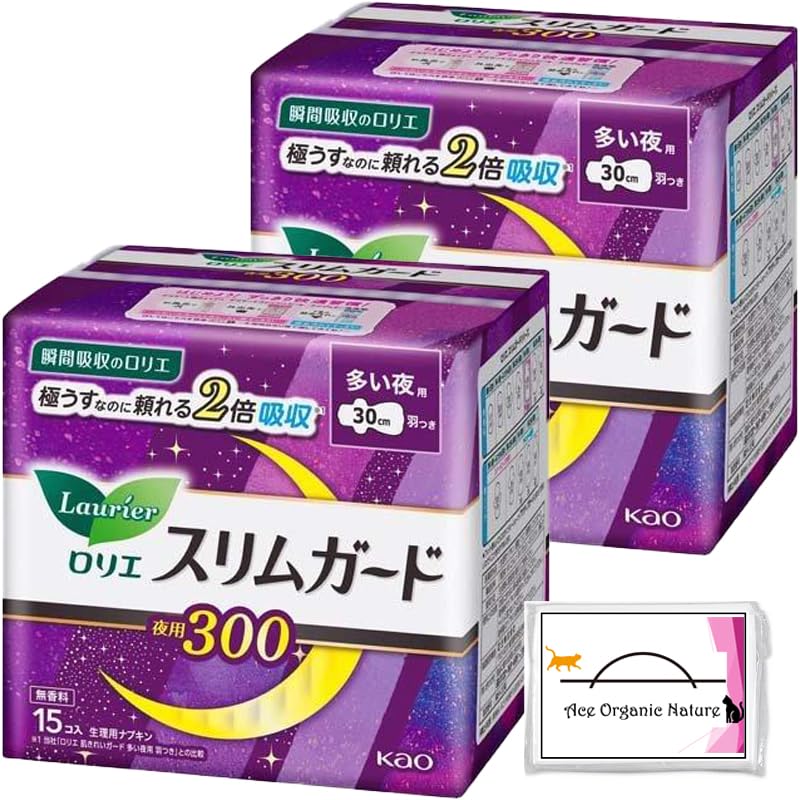 

[Bulk purchase] Laurier slim guard For many nights 30cm with wings 300 Unscented 15 pieces × set of 2 (Total 30 pieces) Comes with special tissue