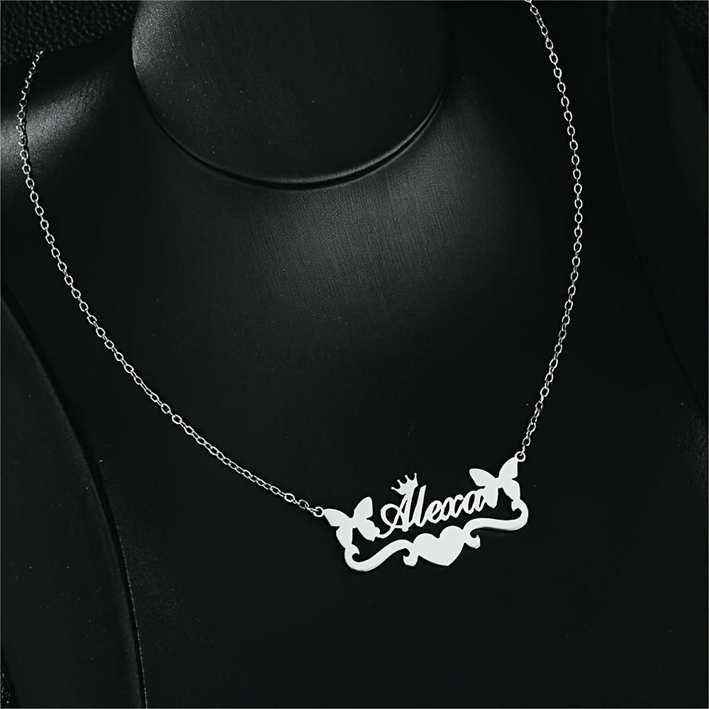 Custom Name Butterfly Ribbon Love Necklaces For Women Gold Color Stainless Steel Name Necklace Wedding Christmas Jewelry Gift