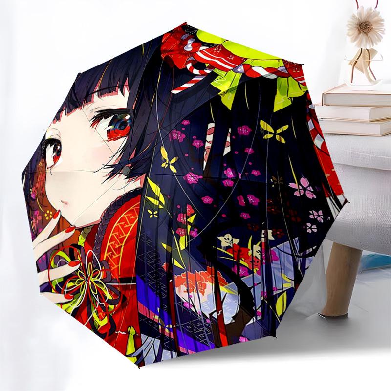 1pc Anime Character Outdoor Umbrella - Automatic Opening/Closing - Floral Design - Portable 3-Fold Design - Iron Frame - Festival Gift - Suitable