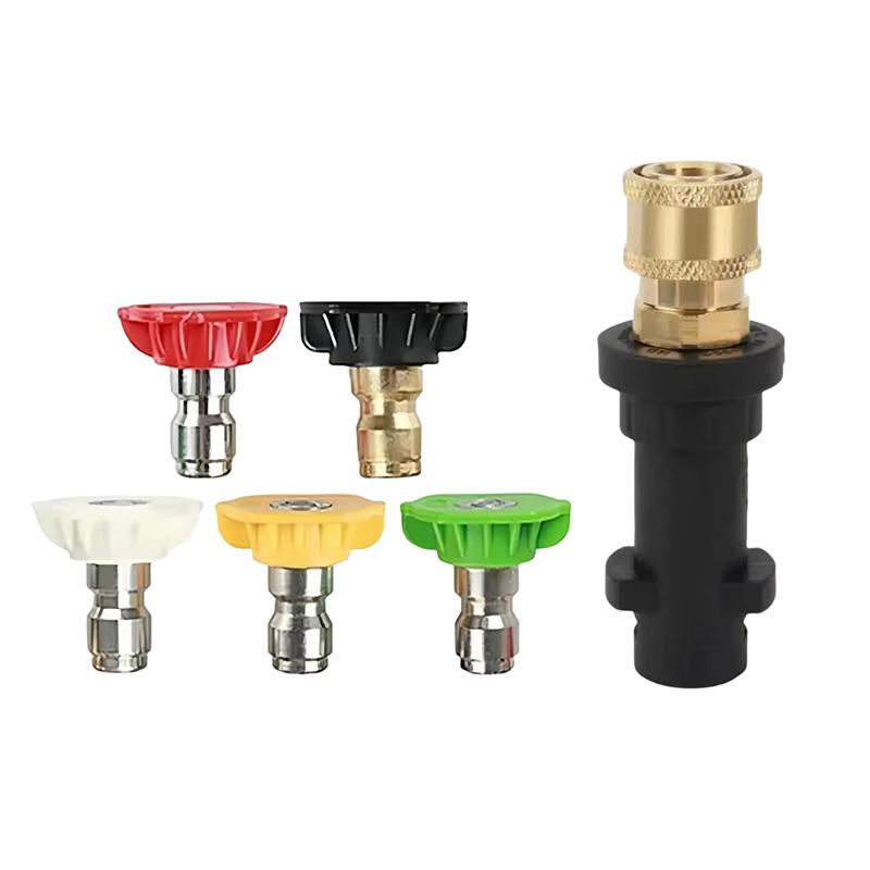 Karcher K2-K7 Foam Pot Converter - 1/4 Quick Connect High Pressure Five-Color Nozzle Set for Car Washer Water Gun
