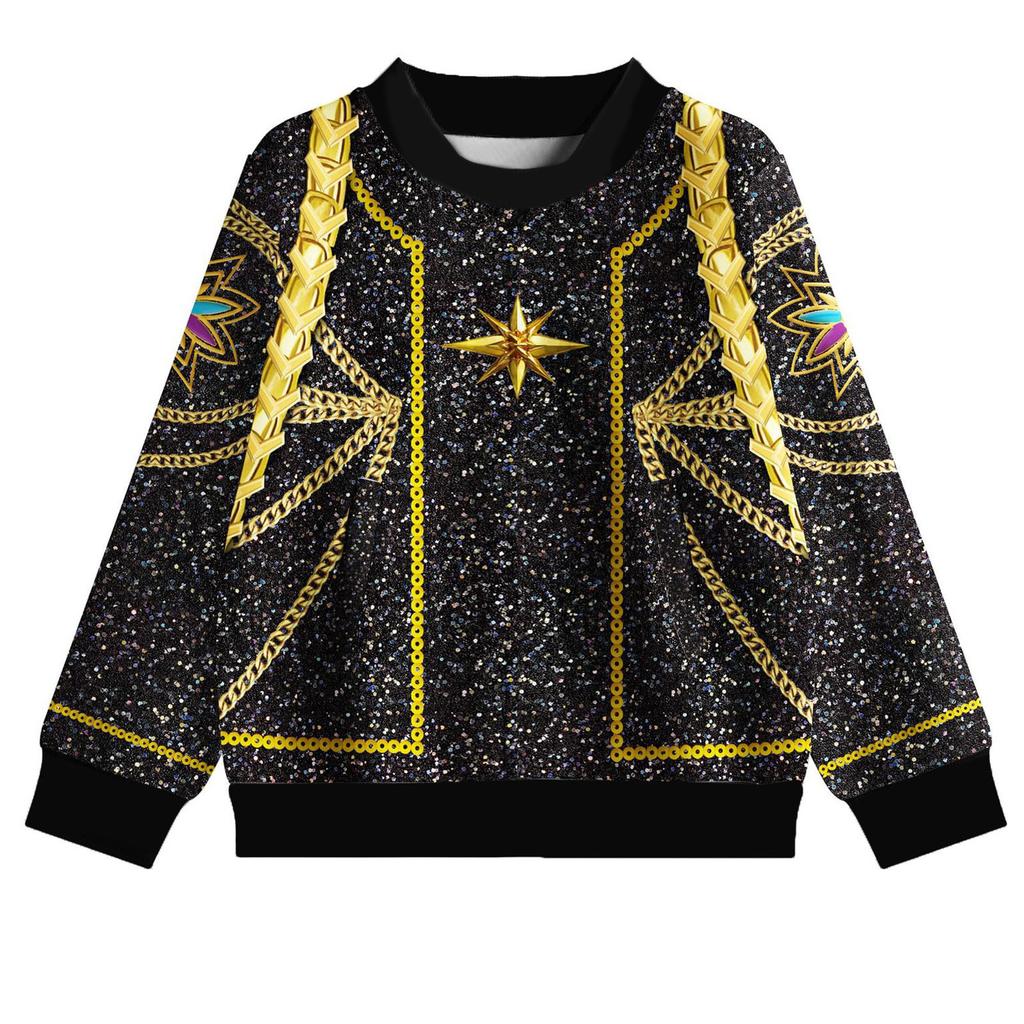 Kids Seven Sleeve Round Neck Christmas Printed Casual Top