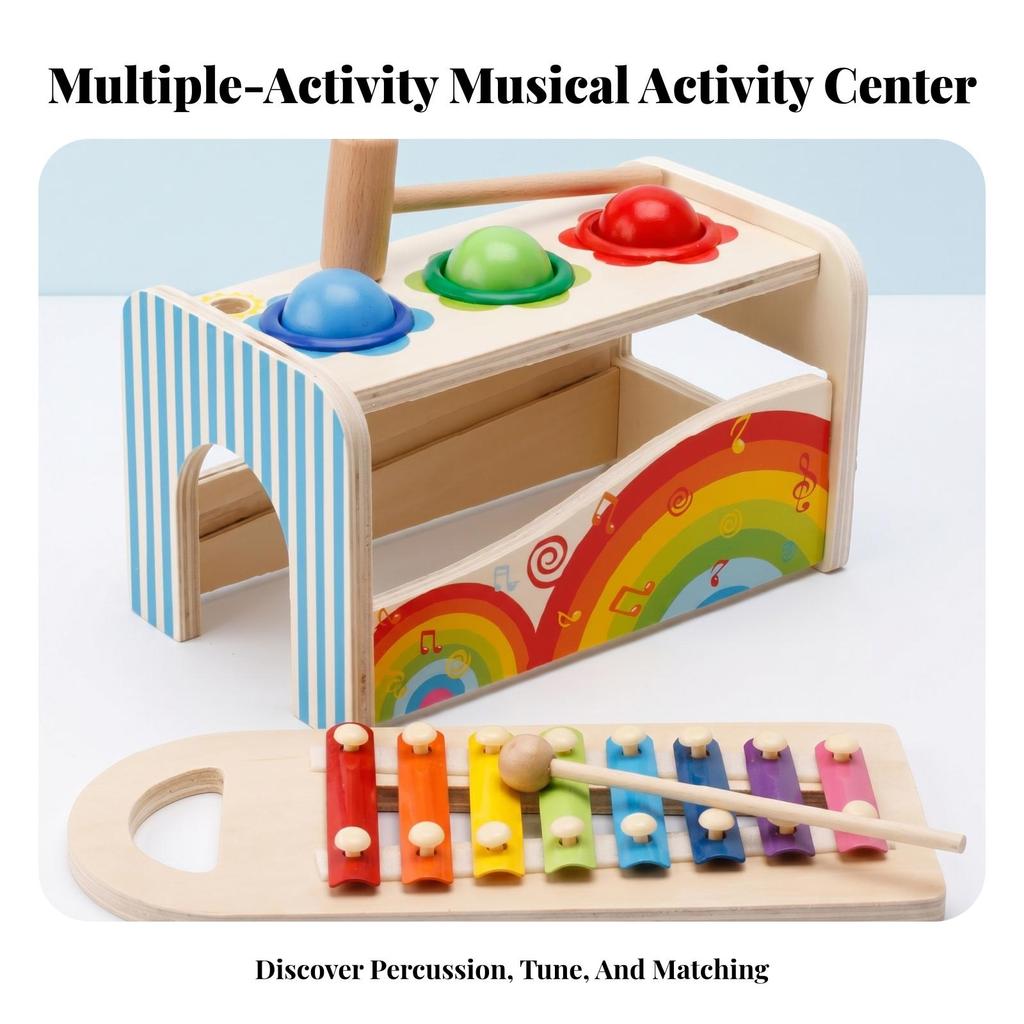 Wooden Music Pounding Bench Multifunction Xylophone Toy Educational Musical Tap