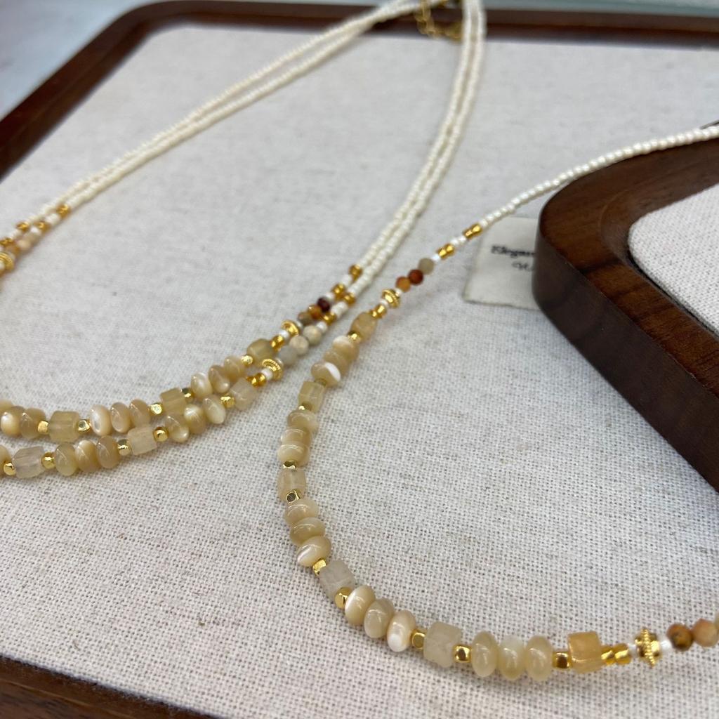 Extremely Fine Millet Beads Natural Stone Beaded Necklace Women'S High-End Light Luxury Niche Collarbone Chain Neck Chain