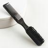 Double-Sided Comb Brush Black Small Beard Styling Brush Professional Shave Beard Brush Barber Vintage Oil Head Shape Carving Cleaning Brush
