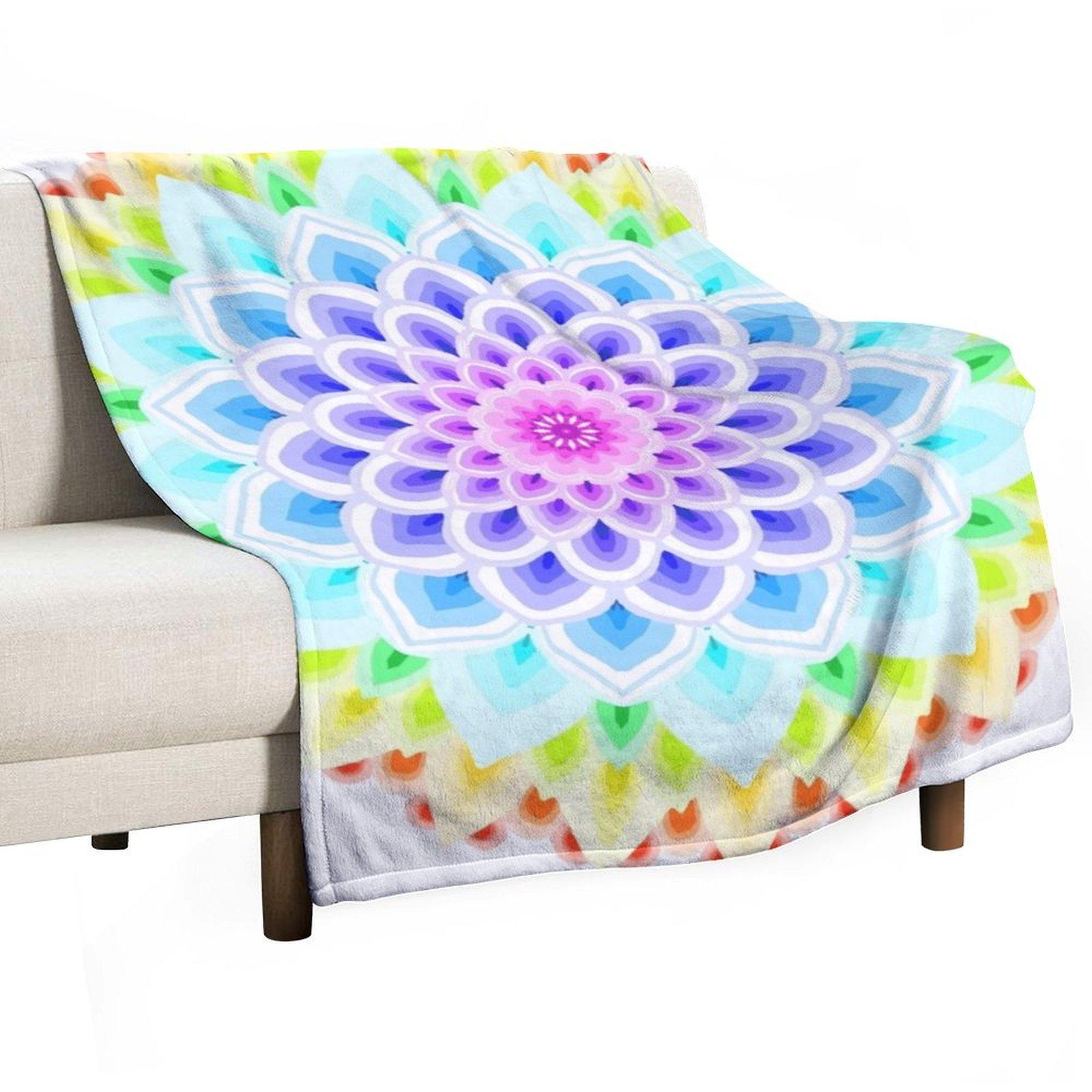 РАДУЖНАЯ МАНДАЛА Плед Роскошный Ст Пользовательские рождественские подарки рождественское украшение Пледы 30x40in