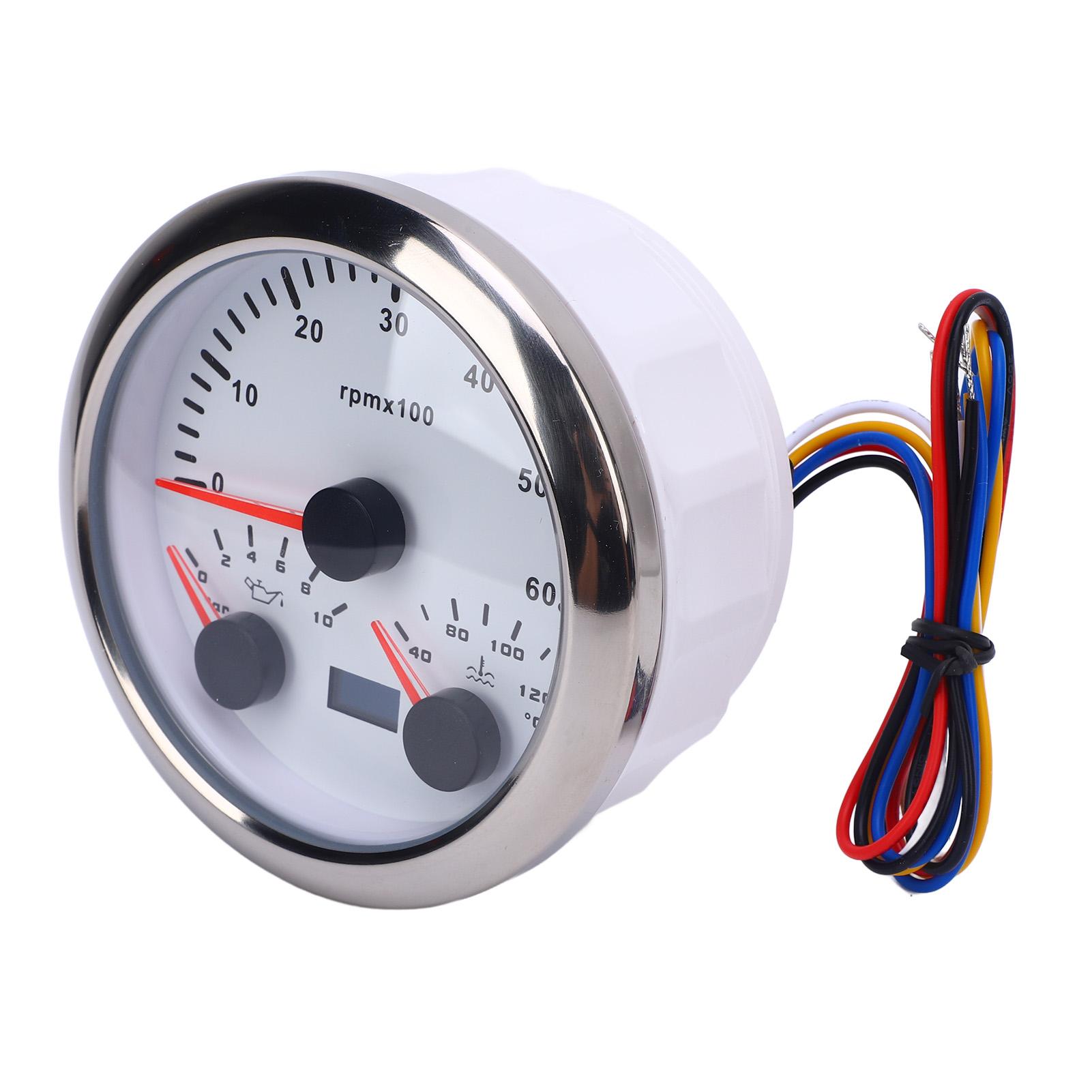 

3 в 1 85 мм Тахометр DC от 9 до 32 В 6000 об/мин от 0 до 10 бар Давление масла от 40 до 120 градусов Цельсия Температура воды 7 цветов