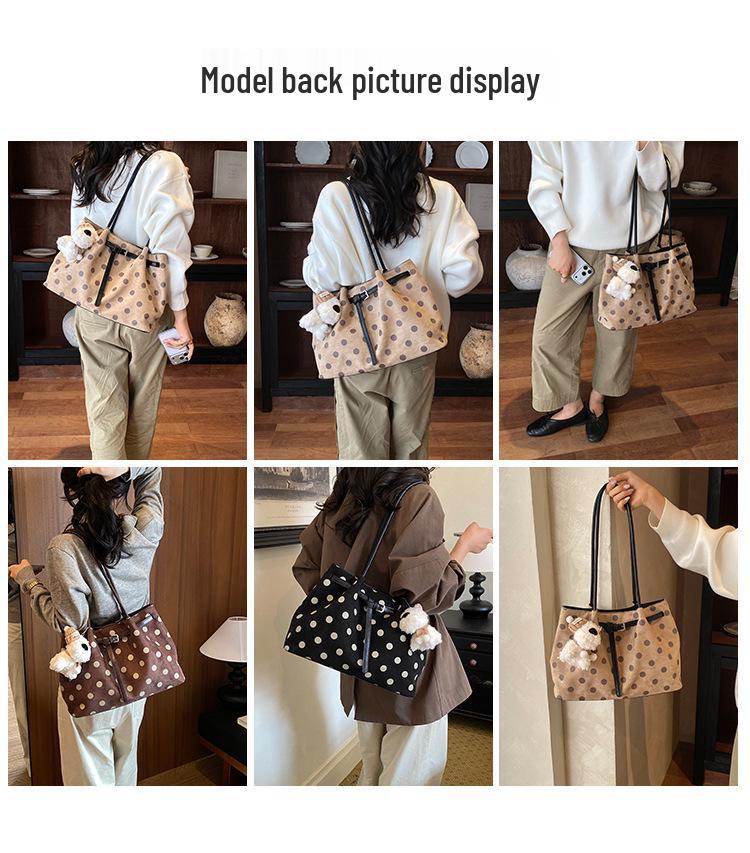 Borsa Tote a Pois Stile Coreano: Borsa Versatile Autunno 2026 da Donna, Portatile, a Spalla e a Tracolla per un Pendolarismo alla Moda