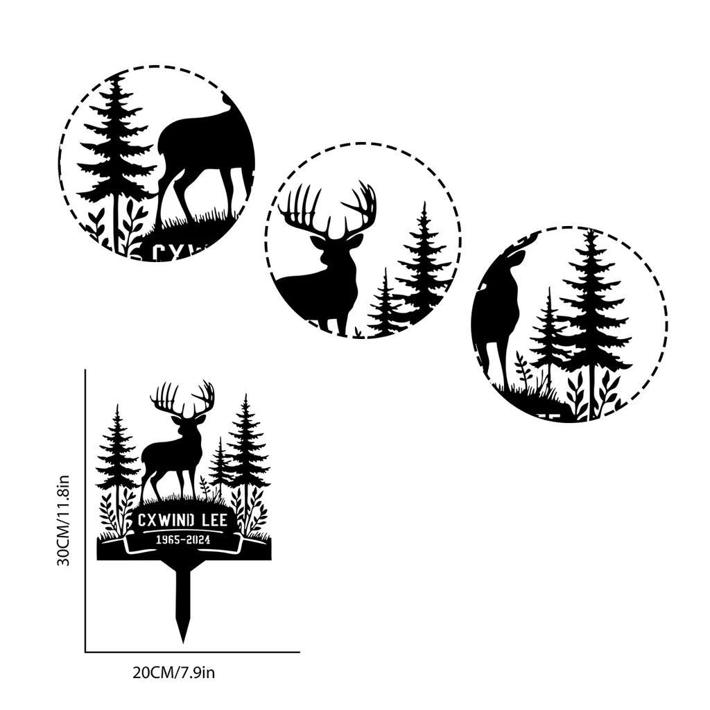Metal Memorial Garden Stake for Deer Hunter Grave Cemetery Decoration Personalized Hunting Gift