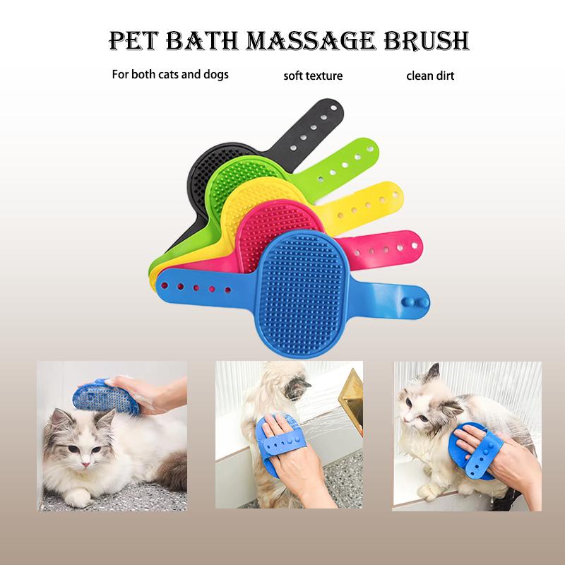Dog Cat Silicone Bath Brush Soft Rubber Massage Comb Pet Hair Remover Scrubber Puppy Kitten Shower Grooming Cleaning Accessories