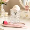 Transparent Drink Cup Cute Bear Glass with Straw & Lid 500/591ml Plastic/Glass Water Bottle for Juice With Cold/Hot Drinks Pattern Coffee