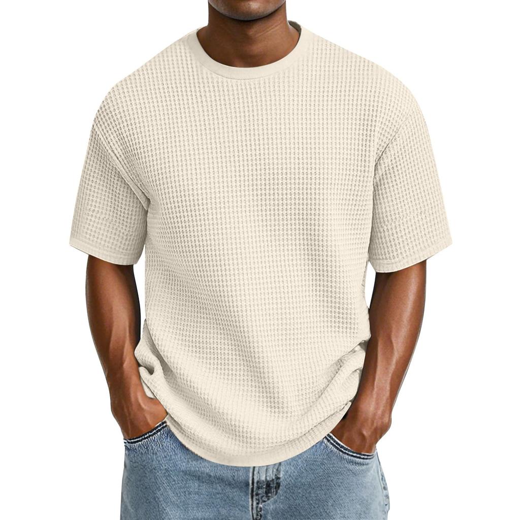 Camiseta Informal de Color de Moda para Hombre con Cuello Redondo y Manga Corta