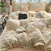 Class A Maternal Infant Grade Wrinkled Cloud Double-Layer Yarn Lace Quilt Cover, Bed Sheet 4-Pcs Set, Student Dormitory 3-Piece Set