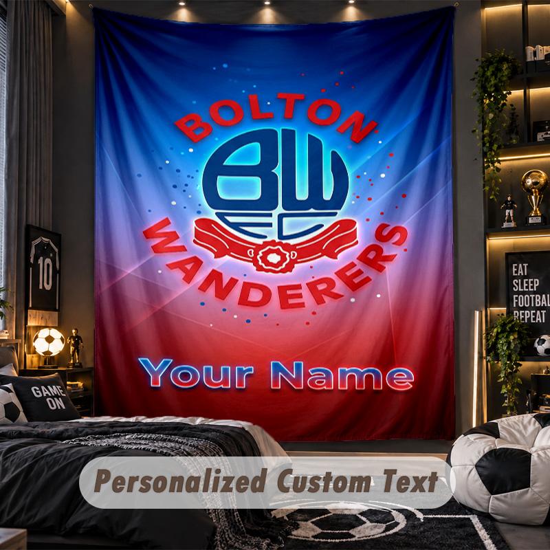 TapestryBolton Wanderers FC Custom Name Text Personalized Wall Hanging Tapestry Home Wall Decor