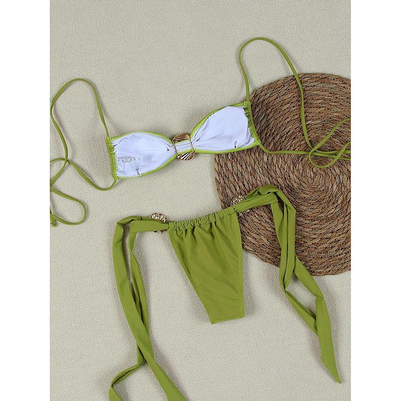 Push-Up Zweiteilige Bikinis Damen Badeanzüge Bademode Sexy Muschel Set Tanga Biquini Badeanzug Unifarben Strandmode