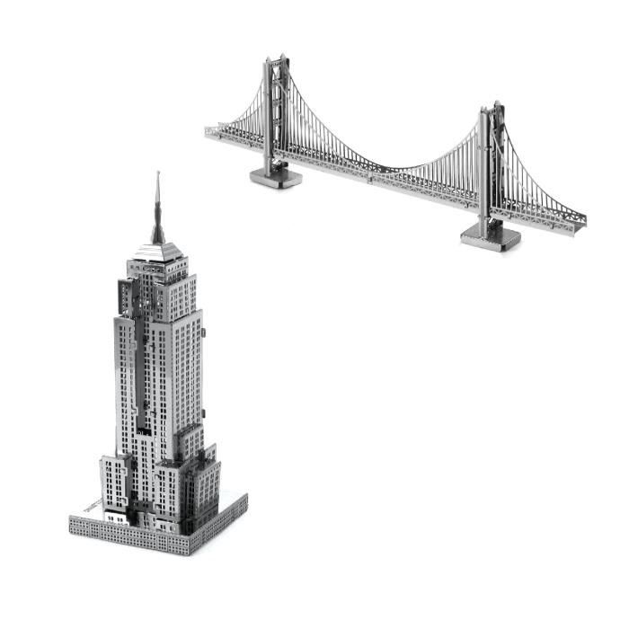 Metal Earth Fascinations Empire State Building Et Golden Gate Bridge Original Puzzle 3D En Métal