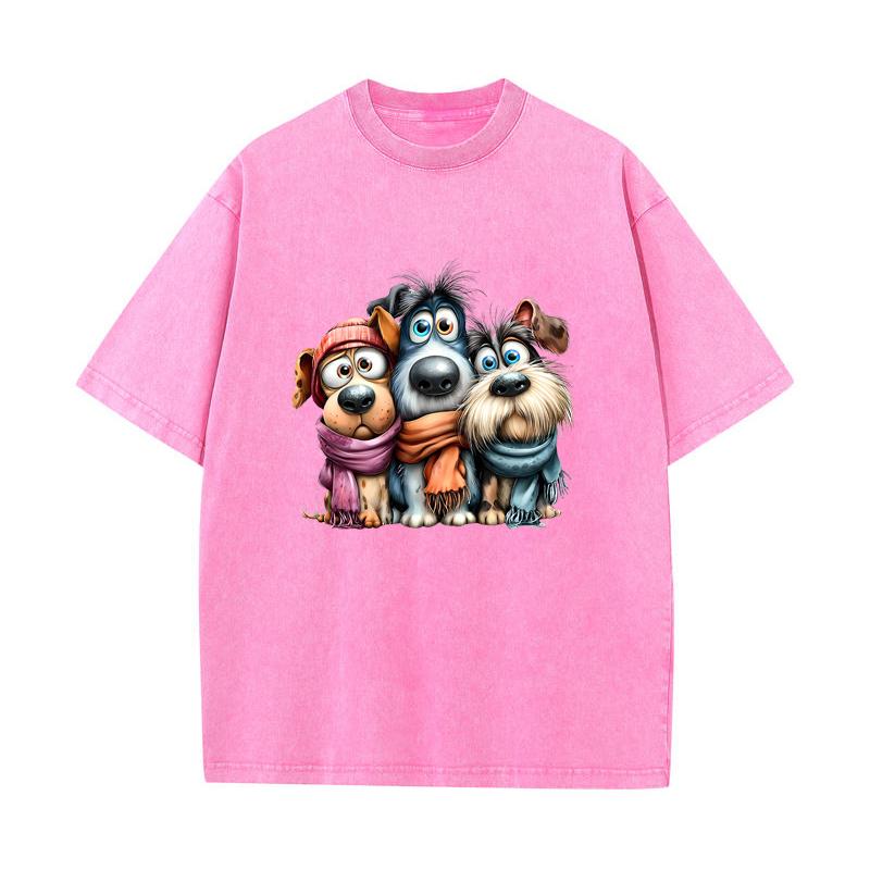 SX-73 MINISO 2026 Summer Vintage Wash  Printed Pure Cotton Shoulder Style Men's and Women's Round Neck Short Sleeved Couple T-shirt