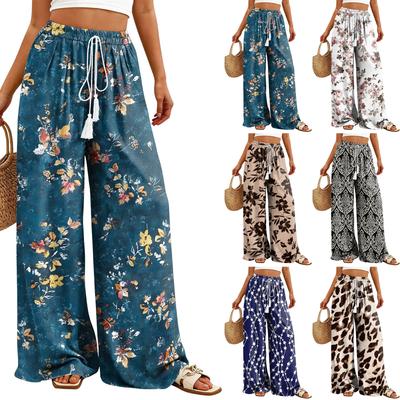 Women's Wide-Leg Casual Flowy Floral Print Pants