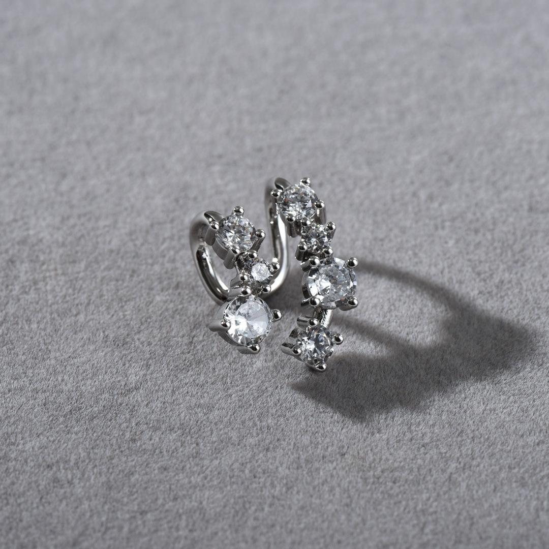 Модные Темпераментные Неправильные Металлические Покрытые Платиной Вставки Циркона Ушные Косточки Клипсы Серьги Уникальная Личность Клипса на Ухо