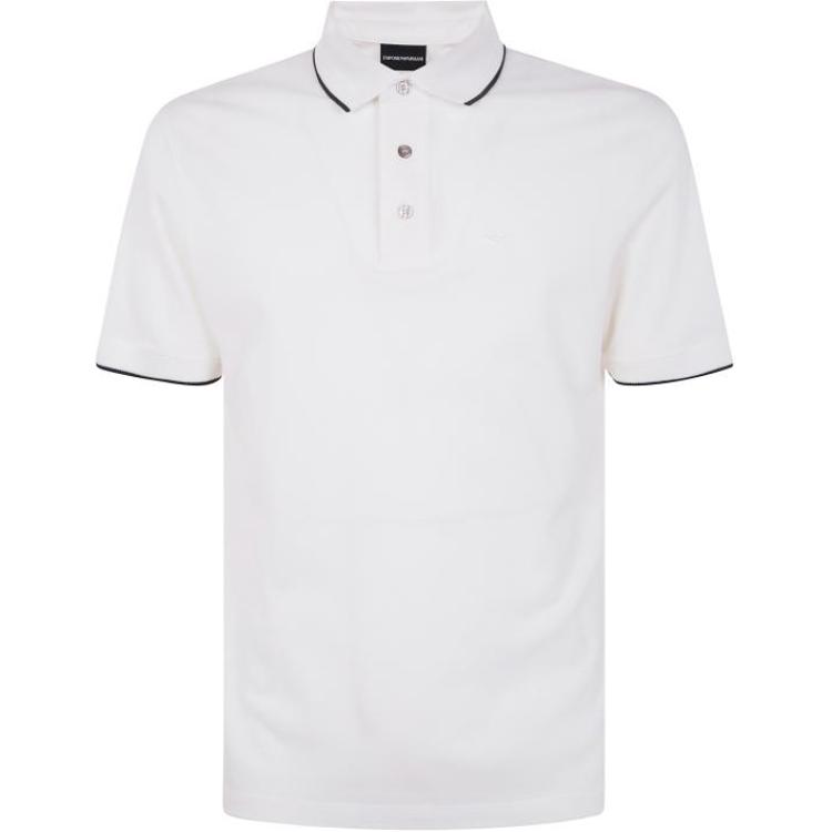 

Emporio Armani Ss25 Striped Trim Short Sleeve Polo Shirt Men tops White EM000858-AF12955-U0003 XXL