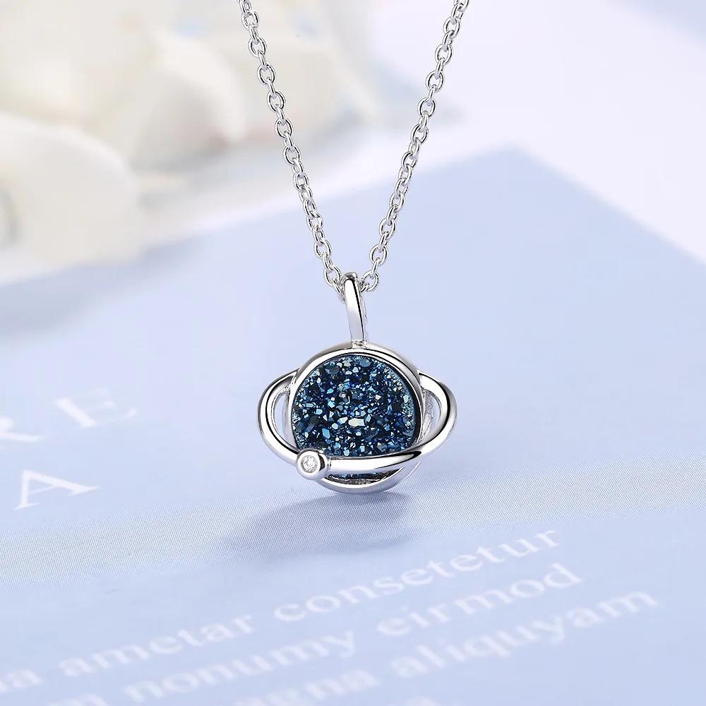 Blue Planet Women s Pendant Clavicle Chain Light Luxury Gift Jewelry Accessories Necklace (40 Cm + 3.5 Cm) серебряный