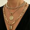 Retro Layered Gold Chain Necklace with Coin Pendant – Elegant & Stylish Fashion Accessory for Women