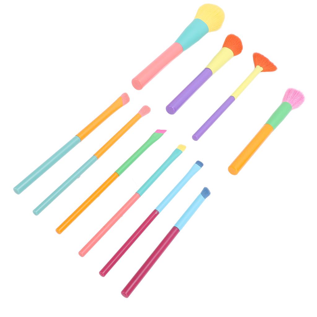 10 szt. Zestaw pędzli do makijażu Miękkie nylonowe włosie Kolorowe pędzle kosmetyczne do pudru sypkiego Róż Cień do powiek Co