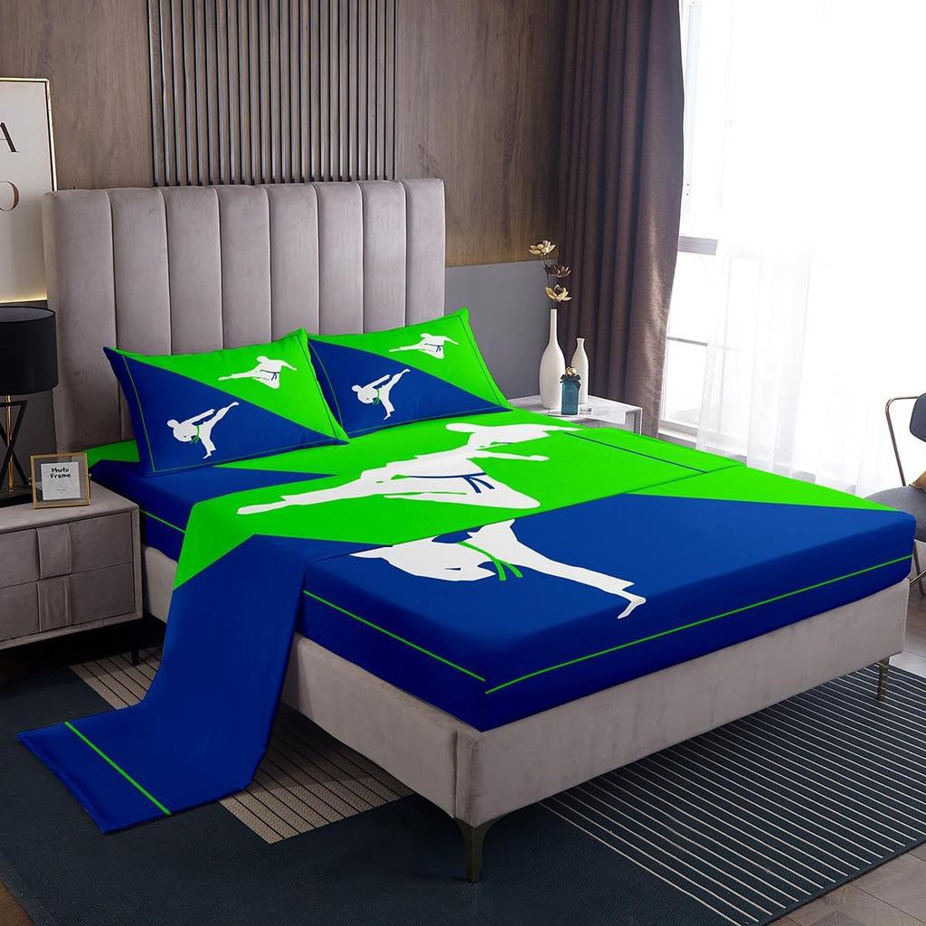 Gamepad Taekwondo Pattern Bed Hat Four-Piece Bedding Set Bedroom Dormitory Bedding Decoration