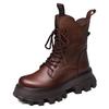 Women's leather sponge cake thick soled boots for autumn and winter British style single boots