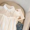 Women Blouses Sweet Sleeveless Solid Lace Ruffles Japanese Fashion Students College Girls Comfortable Loose Summer