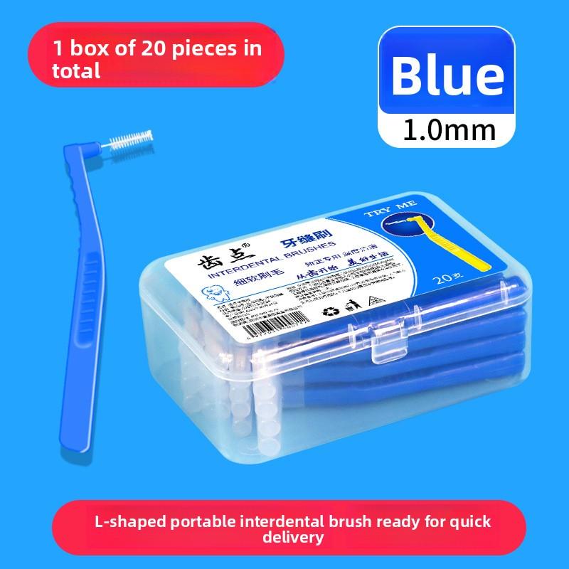 

Упаковка из 20 ортодонтических межзубных щеток L-образной формы для чистки tooth point синий