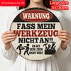 2D Flat 1pc Large 30*30cm Funny German "Don't Touch My Tools" Aluminum Hanging Sign, Retro Workshop Warning Decor for Garage and Home, Humorous Tools
