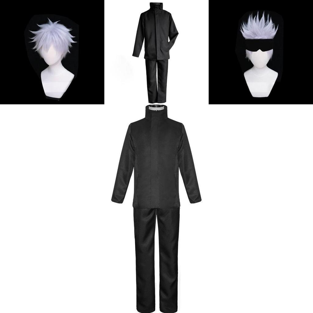 Premium Quality Jujutsu Kaisen Gojo Satoru Cosplay Costume With Stylish Wig For Men