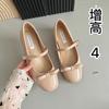 Nude Sweet Height Increase of 4 Cm Girl Age Reduction Word with Mary Jane Round Head Light Mouth Bow French Shoes