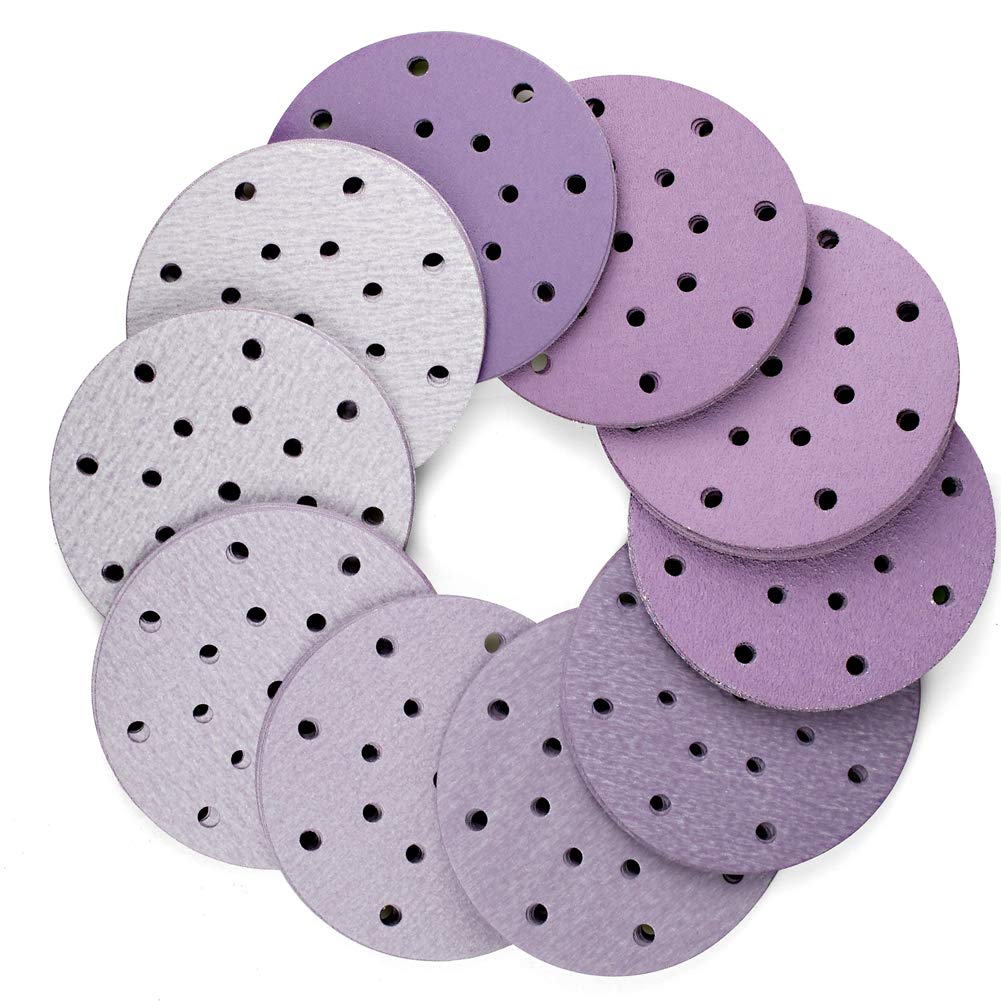 6 Inch 17 Hole Sanding Discs 60-2000 Grit Wet Dry Sandpaper Hook and Loop For Festool Random Orbital Sander 150mm 10 Pcs