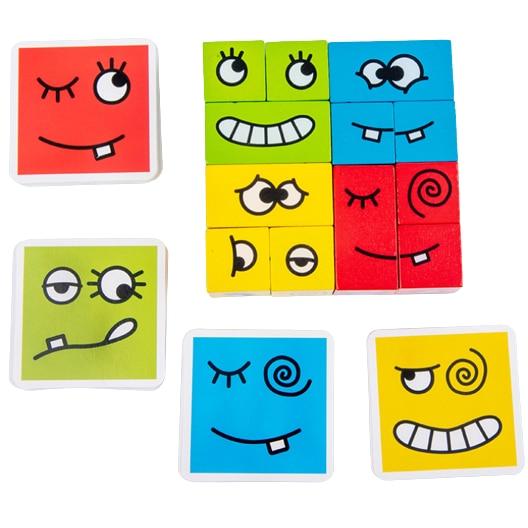 Set Cuburi Descopera Emotii Si Expresii Kids Emotion Recognition Blocks Learning Toy for Emotional Expression Early Education Cognitive Development