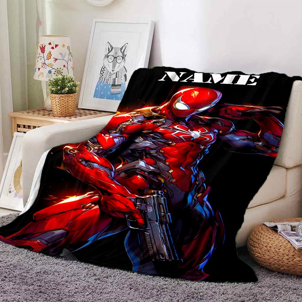 Customiz Name Personality Spider-Man Blanket Soft &Warm Sofa Office Bed Travel Lunch Break Blanket, Gift Suitable All Seasons
