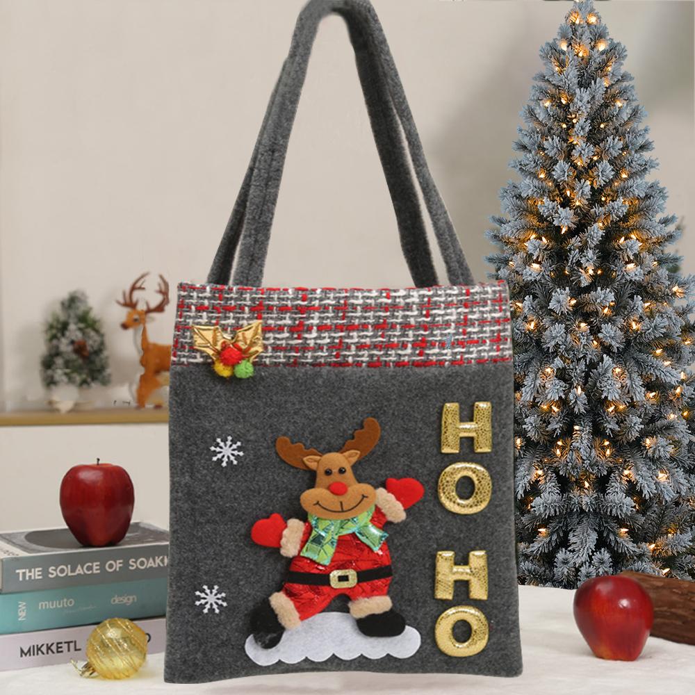 

1pc Christmas Tote Bag, Non-Woven Fabrics Candy Tote Bag Santa Claus Goodies Handbag for Banquet Christmas Home Party Decoration 58x28cm