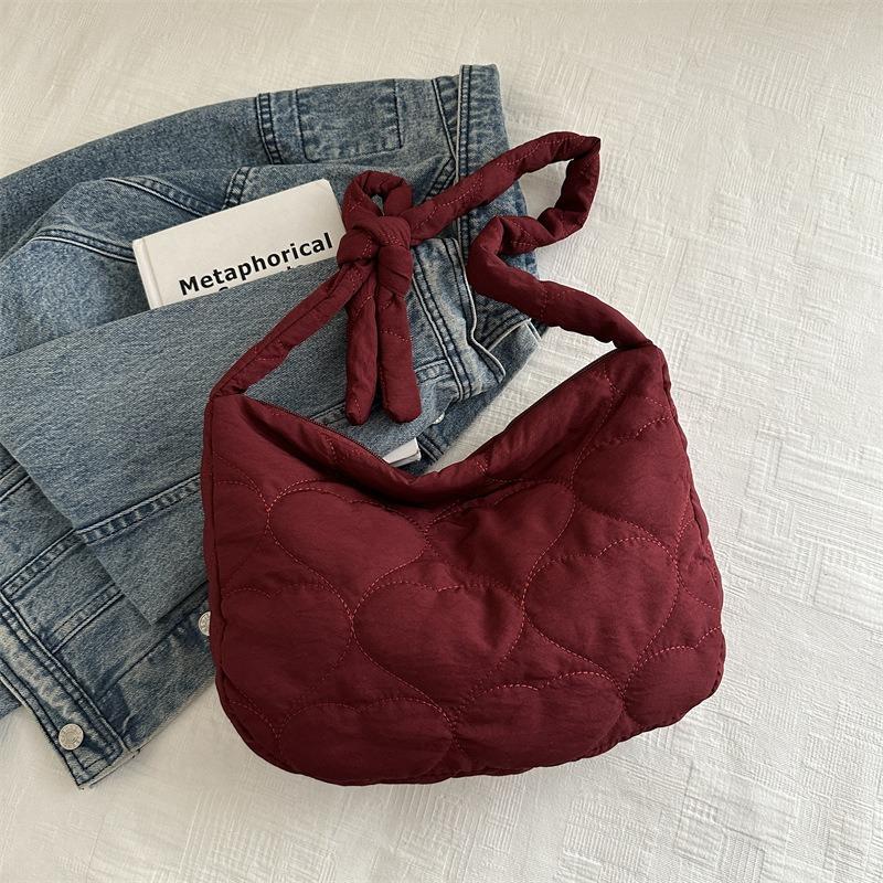 

Large capacity rhombus embroidery thread cotton clothing bag new dumpling bag casual shoulder bag messenger bag One Size красный