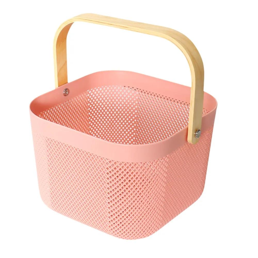 

Plastic Home Storage Basket Large Capacity Handle Fruit and Vegetable Drainage Basket Multifunctional Mesh Towel Storage Basket
