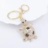 Keychain Sparkling Rhinestones Inlaid Turtle Design Keychain Pendant Enamel Oil Drip Process Spring Buckle Key Holder Car Key Bag Accessory