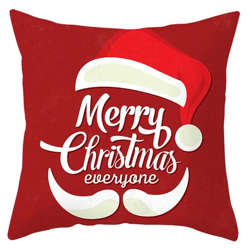 Christmas Decoration Pillow Cover Christmas Hat Christmas Tree Santa Elk Text Gift Gingerbread Man Sofa Home Decor Pillow Cover