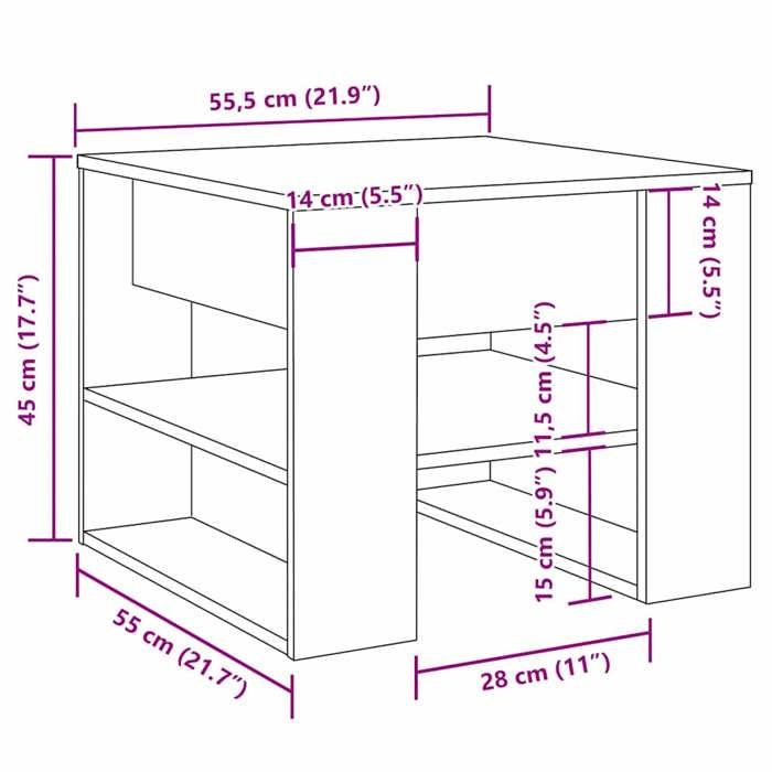 VidaXL Coffee Table Old Wood 55.5x55x45 Cm Engineered Wood, Side Table, Living Room Table, Side Table, End Table 856818