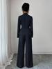 Women's European & American Spring/Autumn Fashion V-Neck Long Suit with Wide-Leg Pants Set